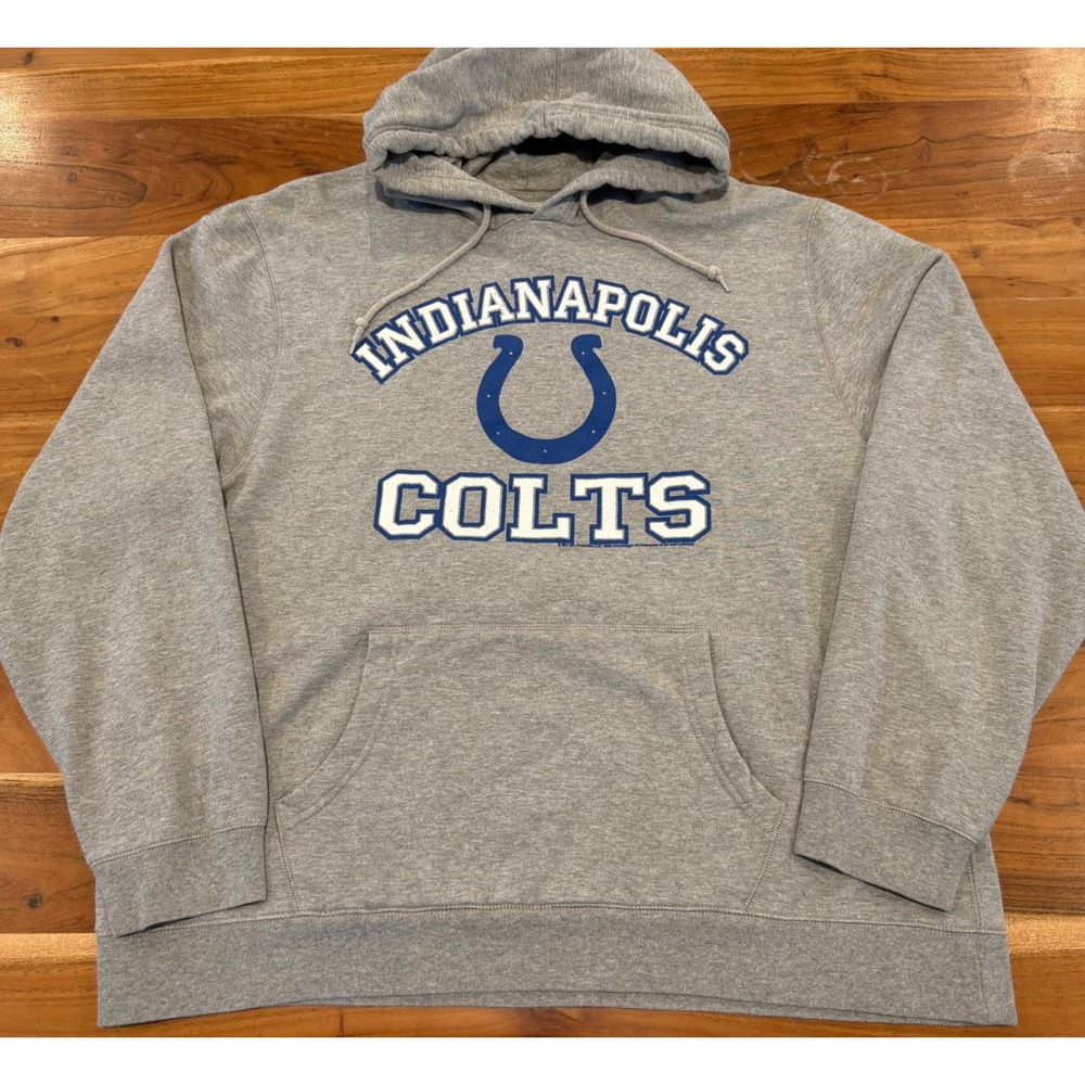 NFL Indianapolis Colts Hoodie Mens XXL Gray Pullover Sweatshirt Football Logo